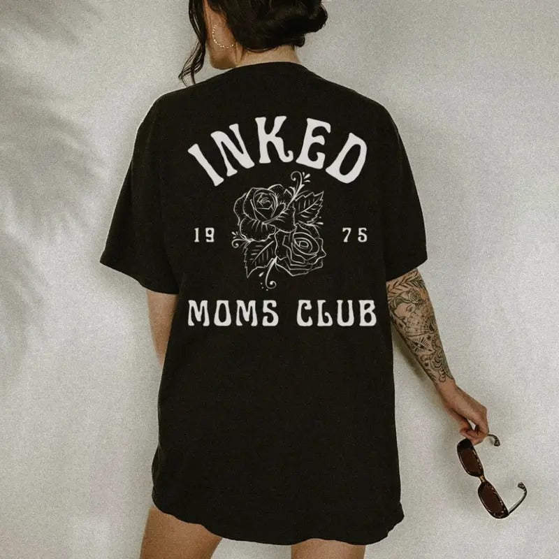 Vintage Cool Mom Club Moms Tattoos Life New Moto Edgy - Adult & Kids T-Shirts, Sweatshirts & Hoodies apparel design preview 1