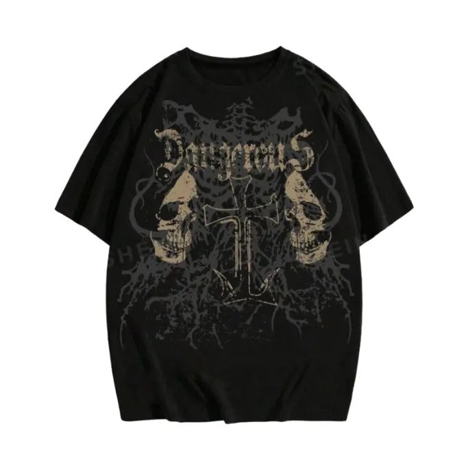 Vintage Grunge Punk Gothic Skull Cross Top Womenswear - Adult & Kids T-Shirts, Sweatshirts & Hoodies apparel design preview 1