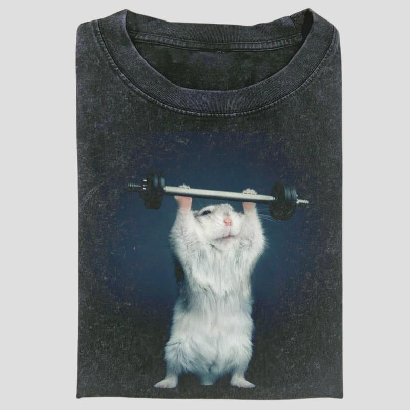 Vintage Gym Hamster Funny Lifting Meme Animal Buff - Adult & Kids T-Shirts, Sweatshirts & Hoodies apparel design preview 1
