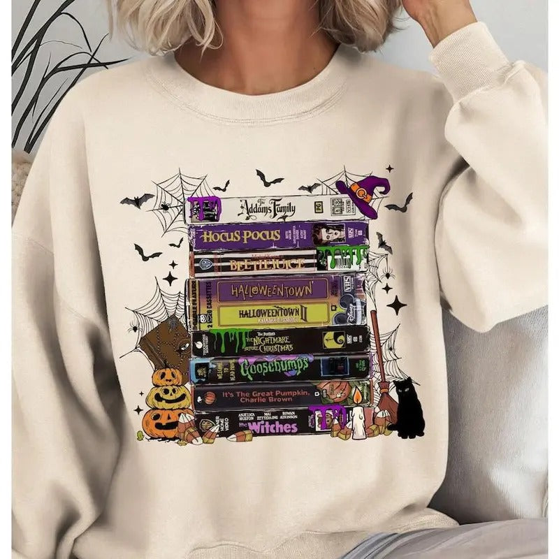 Vintage Halloween VHS Movies Retro Horror Spooky - Adult & Kids T-Shirts, Sweatshirts & Hoodies apparel design preview 1