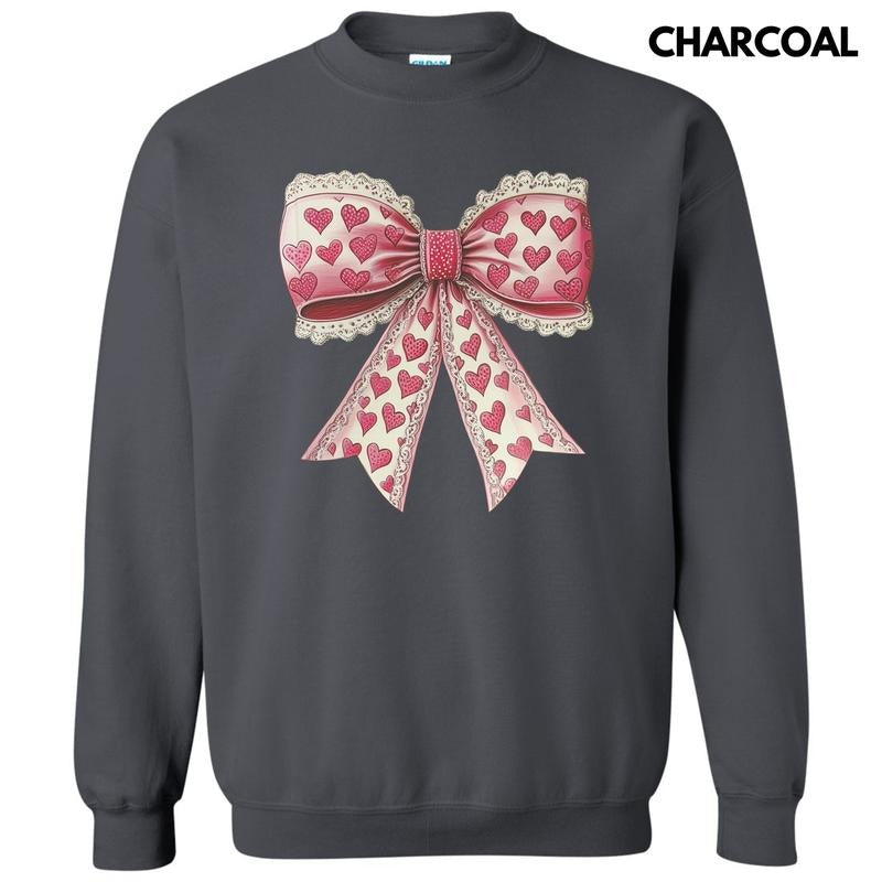 Vintage Heart Lace Bow - Adult & Kids T-Shirts, Sweatshirts & Hoodies apparel design preview 1