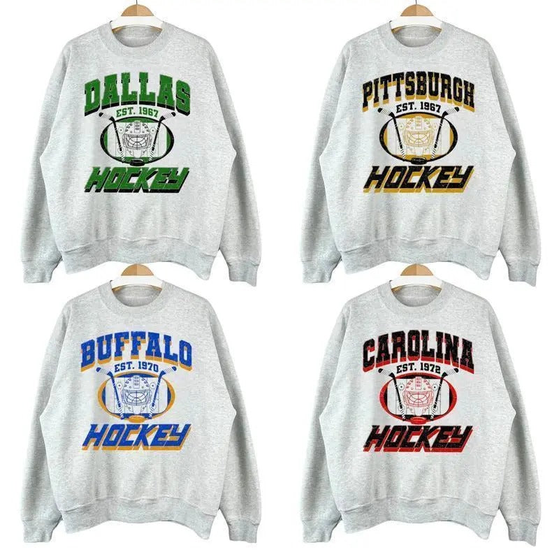 Vintage Hockey All Team Ash Grey American Fan Gameday - Adult & Kids T-Shirts, Sweatshirts & Hoodies apparel design preview 1
