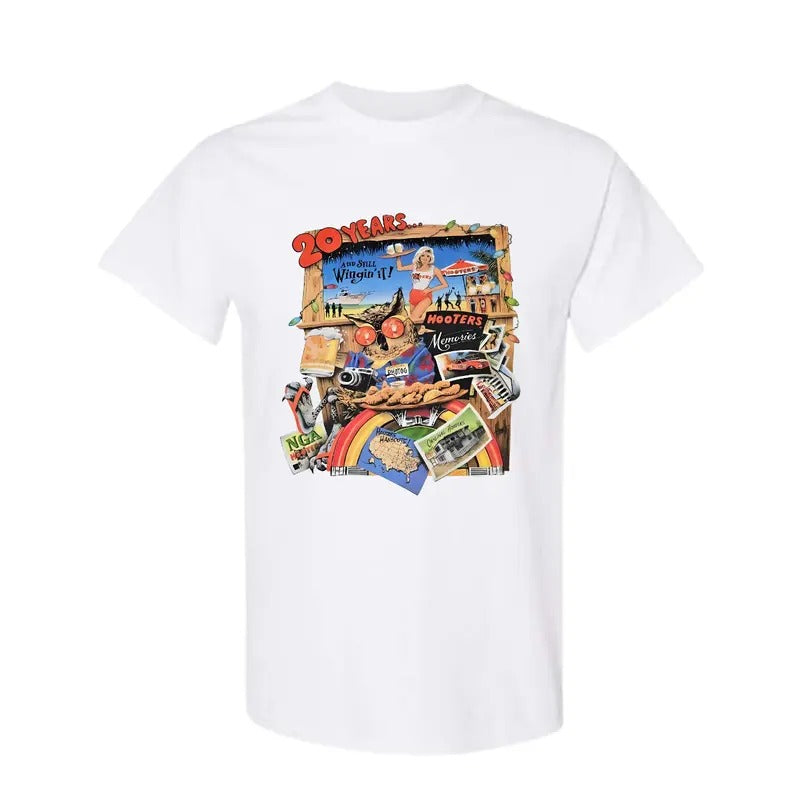 Vintage Hooters 20 Years Anniversary 2003 Gilf - Adult & Kids T-Shirts, Sweatshirts & Hoodies apparel design preview 1