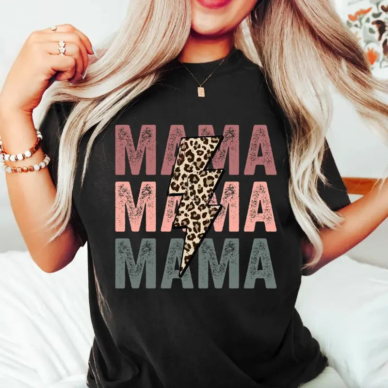Vintage Leopard Mama Motherhood Womenswear Tops - Adult & Kids T-Shirts, Sweatshirts & Hoodies apparel design preview 1