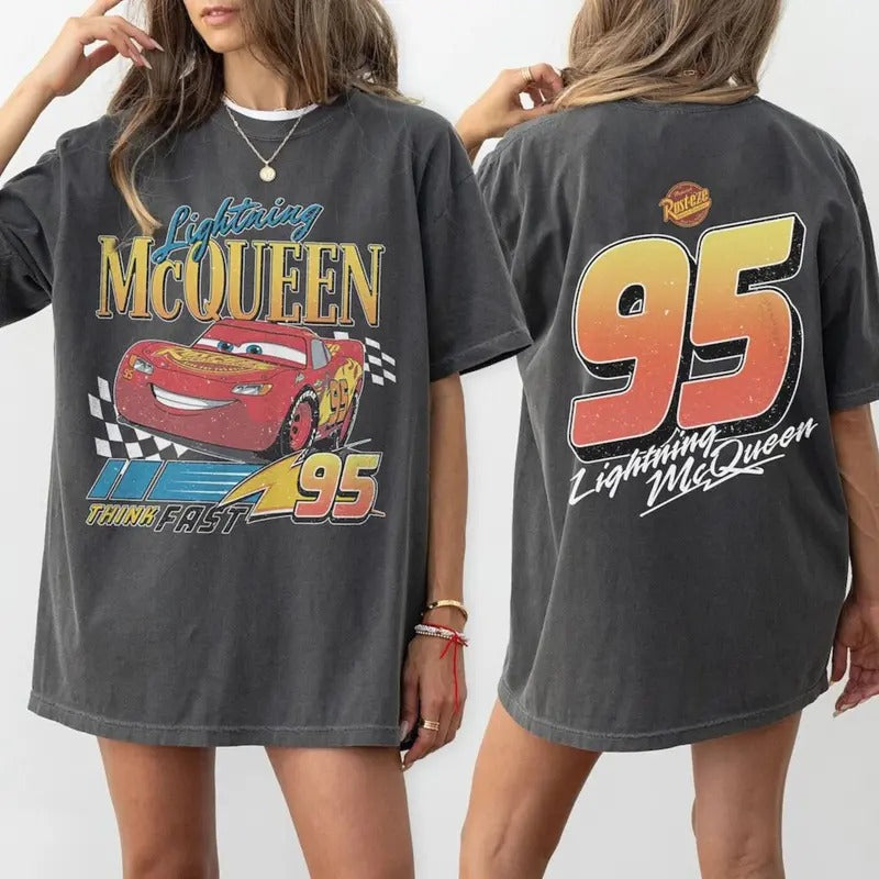 Vintage Lightning Mcqueen 95 Radiator Springs Rusteze - Adult & Kids T-Shirts, Sweatshirts & Hoodies apparel design preview 1