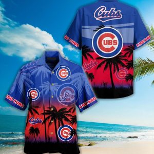 Vintage MLB Chicago Cubs Hawaiian Sunset Palm Island - Adult & Kids T-Shirts, Sweatshirts & Hoodies apparel design preview 1