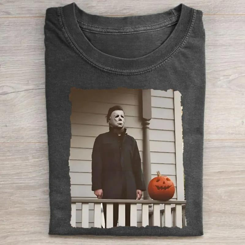 Vintage Michael Myers Waiting Spooky Season Halloween - Adult & Kids T-Shirts, Sweatshirts & Hoodies apparel design preview 1