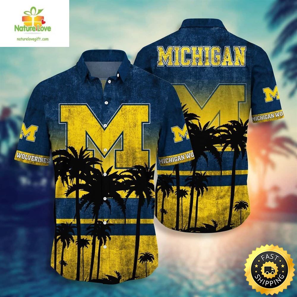 Vintage Michigan Wolverines Hawaiian Beach Lovers - Adult & Kids T-Shirts, Sweatshirts & Hoodies apparel design preview 1