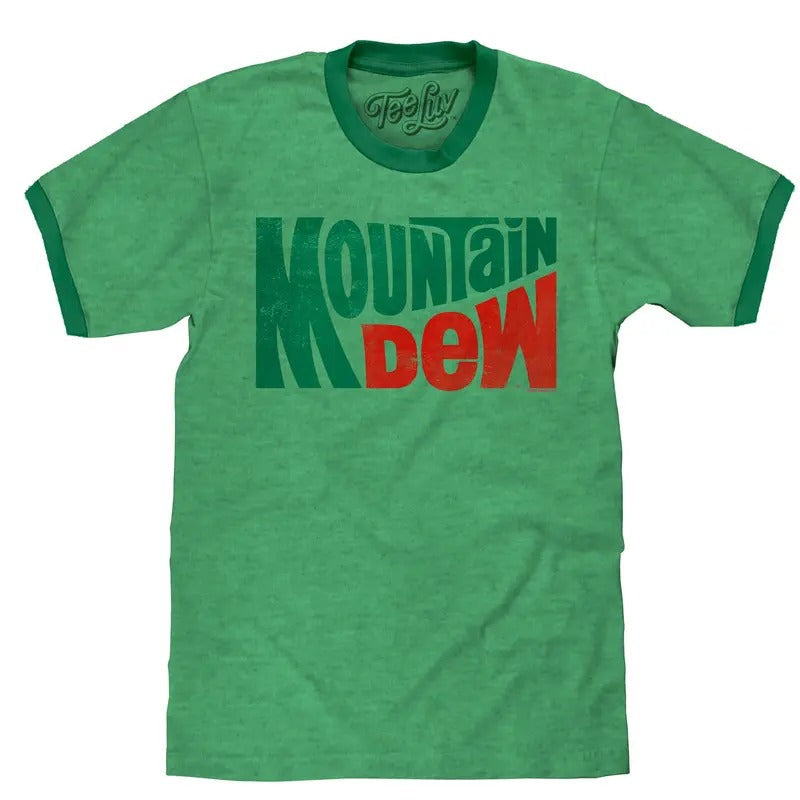 Vintage Mt Dew Ringer Green - Adult & Kids T-Shirts, Sweatshirts & Hoodies apparel design preview 1