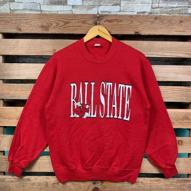 Vintage Ncaa Ball State Jumper Print Logo Red Colour - Adult & Kids T-Shirts, Sweatshirts & Hoodies apparel design preview 1