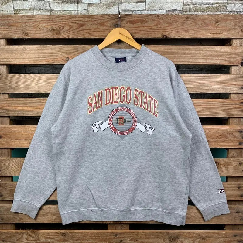 Vintage Ncaa San Diego State Jumper Print Logo Grey - Adult & Kids T-Shirts, Sweatshirts & Hoodies apparel design preview 1