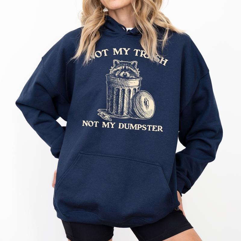 Vintage Not My Trash Dumpster Raccoon Meme Mental - Adult & Kids T-Shirts, Sweatshirts & Hoodies apparel design preview 1