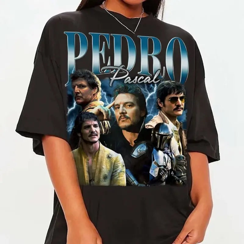 Vintage Pedro Pascal Retro 90s Narco Fans Tribute - Adult & Kids T-Shirts, Sweatshirts & Hoodies apparel design preview 1