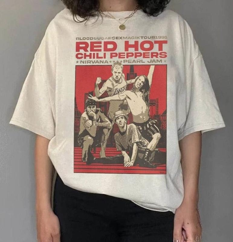 Vintage RHCP Tour 1991 Red Hot Chili Peppers Rock - Adult & Kids T-Shirts, Sweatshirts & Hoodies apparel design preview 1