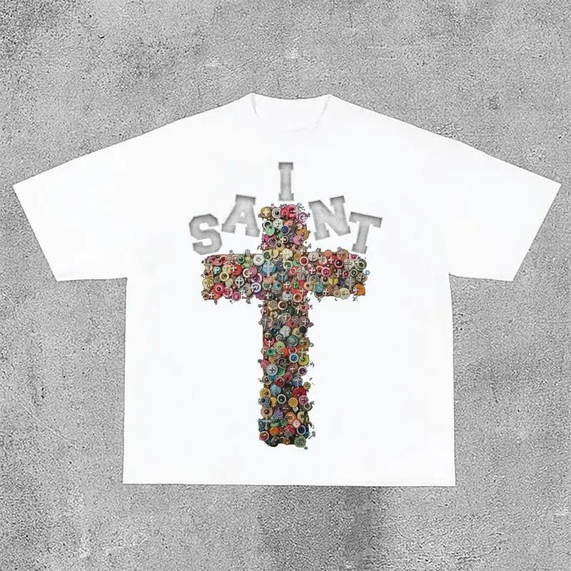 Vintage Saint Cross Graphics Printed Cotton Y2k Soft - Adult & Kids T-Shirts, Sweatshirts & Hoodies apparel design preview 1