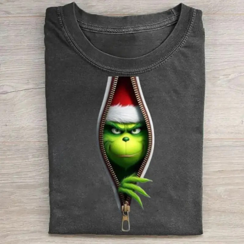 Vintage Santa Gr1nch Inside Zipper Funny Merry Claus - Adult & Kids T-Shirts, Sweatshirts & Hoodies apparel design preview 1