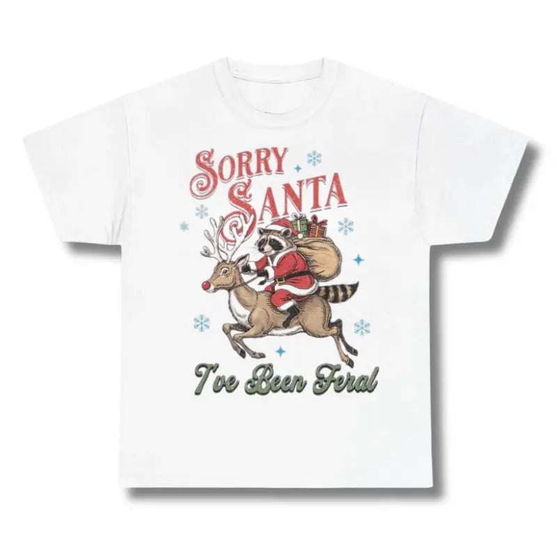 Vintage Sorry Santa I'Ve Been Feral Deer Mounted - Adult & Kids T-Shirts, Sweatshirts & Hoodies apparel design preview 1