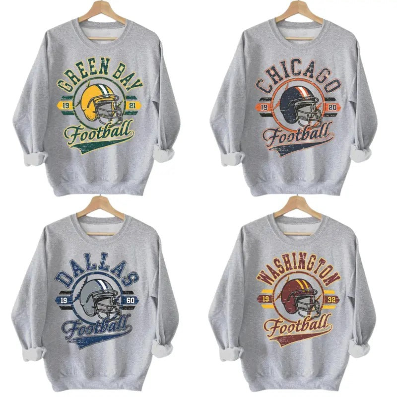 Vintage Sport Grey Football Classic All Team Fans - Adult & Kids T-Shirts, Sweatshirts & Hoodies apparel design preview 1