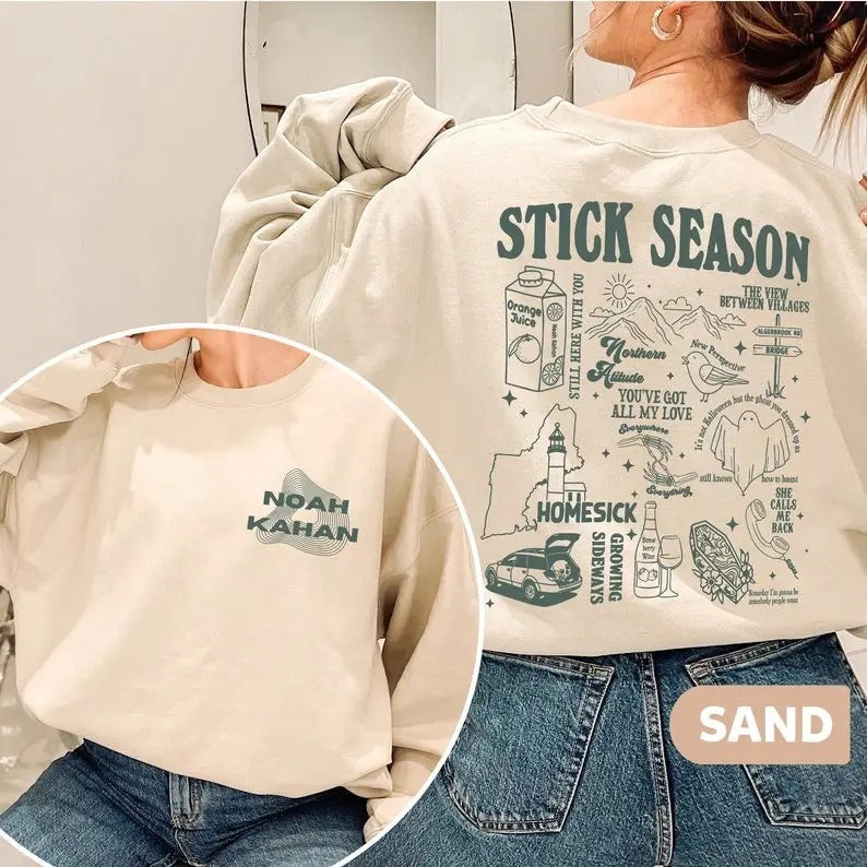 Vintage Stick Season Tour 2023 Two Sides Noah Kahan - Adult & Kids T-Shirts, Sweatshirts & Hoodies apparel design preview 1