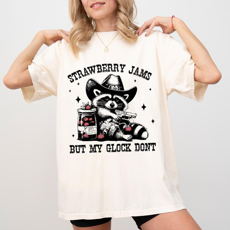 Vintage Strawberry Jams Raccoon Funny Meme Trash - Adult & Kids T-Shirts, Sweatshirts & Hoodies apparel design preview 1