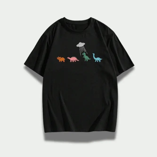 Vintage Street Life Cotton Cartoon Dinosaur Top - Adult & Kids T-Shirts, Sweatshirts & Hoodies apparel design preview 1