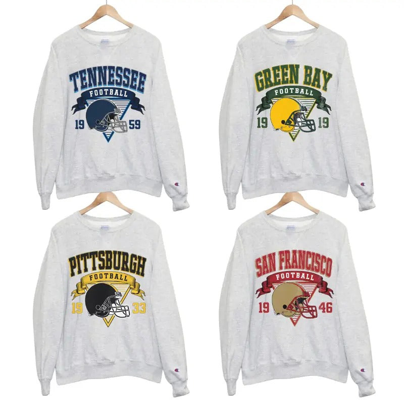 Vintage All Team Football Retro Game Day - Adult & Kids T-Shirts, Sweatshirts & Hoodies apparel design preview 1