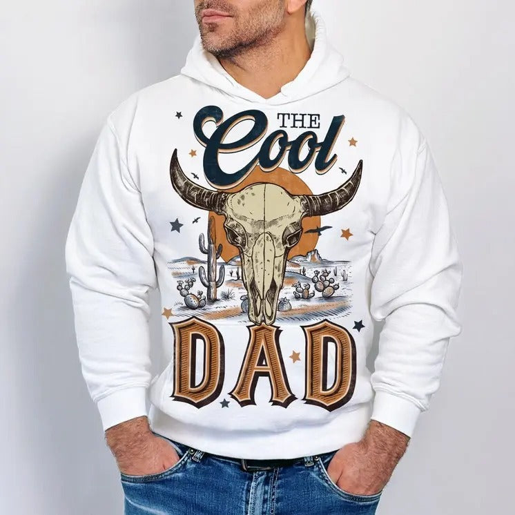 Vintage Cool Dad Western Bull Skull - Adult & Kids T-Shirts, Sweatshirts & Hoodies apparel design preview 1