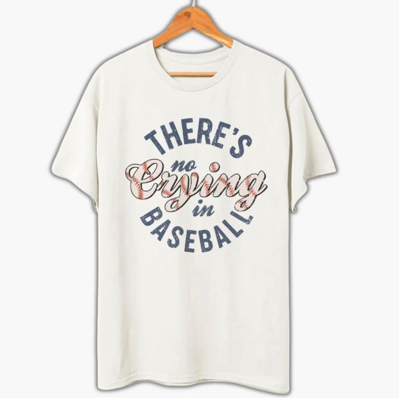Vintage There'S No Crying Baseball Boy Lover Game Day - Adult & Kids T-Shirts, Sweatshirts & Hoodies apparel design preview 1