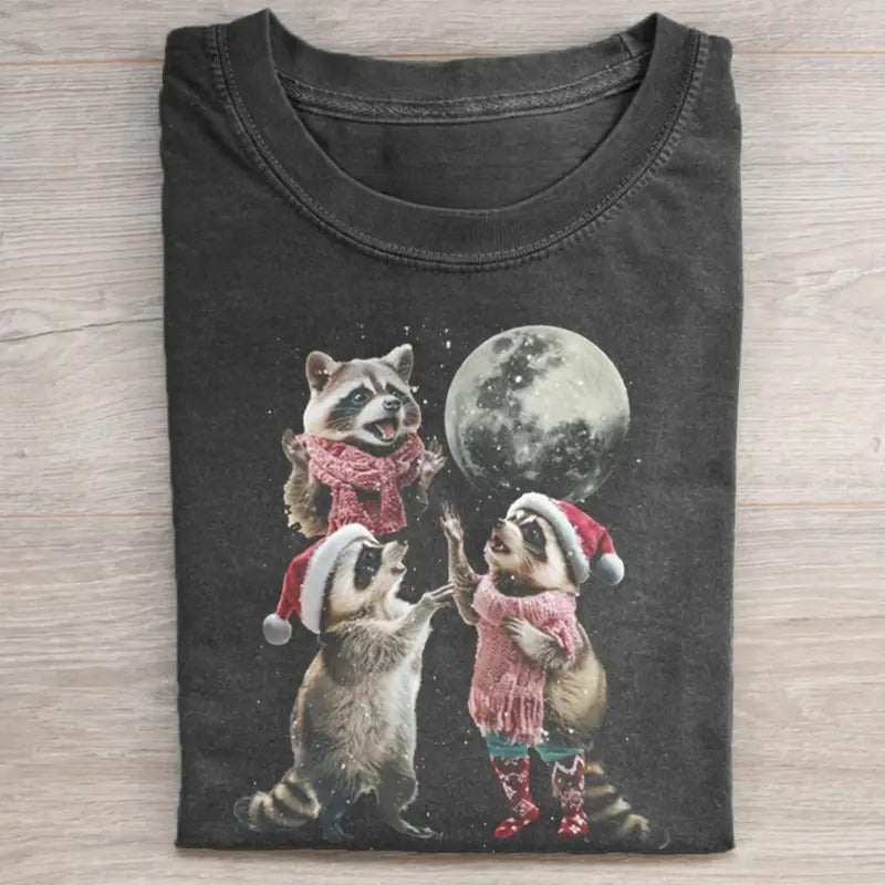 Vintage Three Raccoons Santa Claus Christian Funny - Adult & Kids T-Shirts, Sweatshirts & Hoodies apparel design preview 1