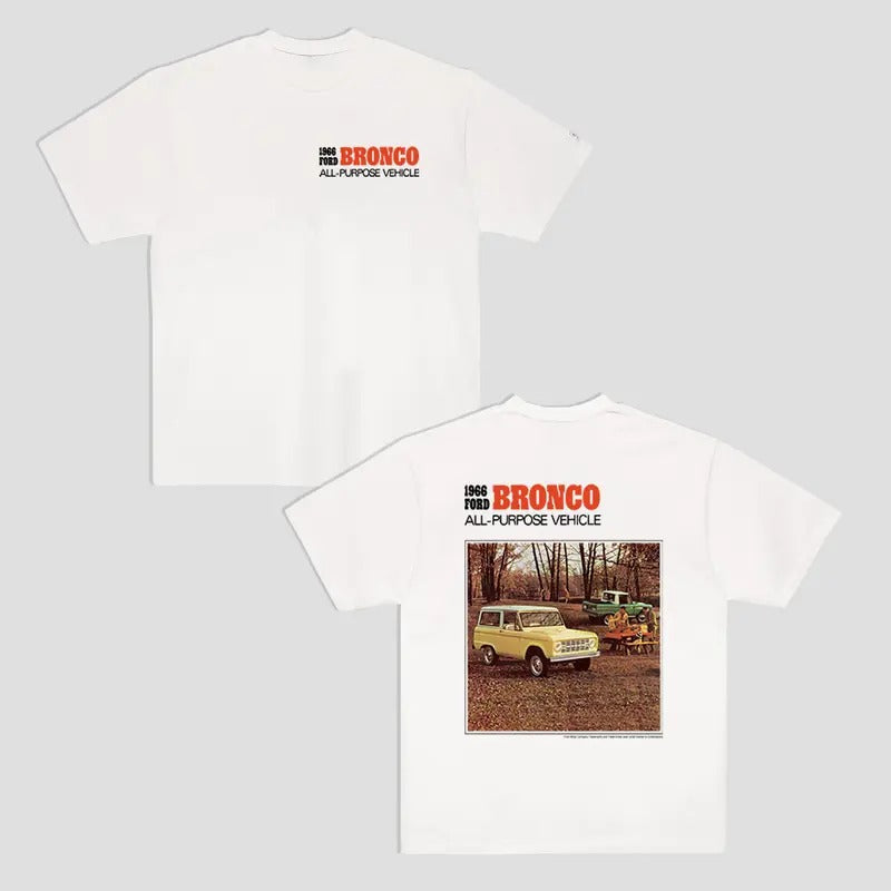 Vintage 2 Sides Ford Bronco 1966 Cotton Old School - Adult & Kids T-Shirts, Sweatshirts & Hoodies apparel design preview 1