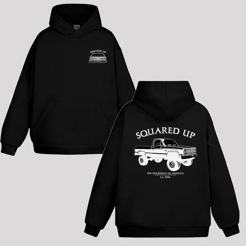 Vintage 2 Sides Squared Up 1986 Chevy Silverado - Adult & Kids T-Shirts, Sweatshirts & Hoodies apparel design preview 1