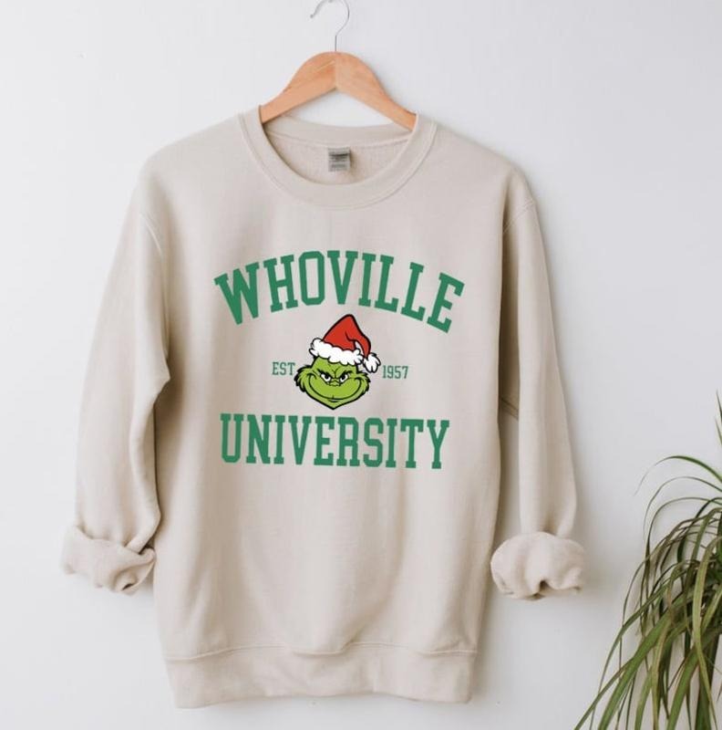 Vintage Whoville University Grinch Est 1957 - Adult & Kids T-Shirts, Sweatshirts & Hoodies apparel design preview 1
