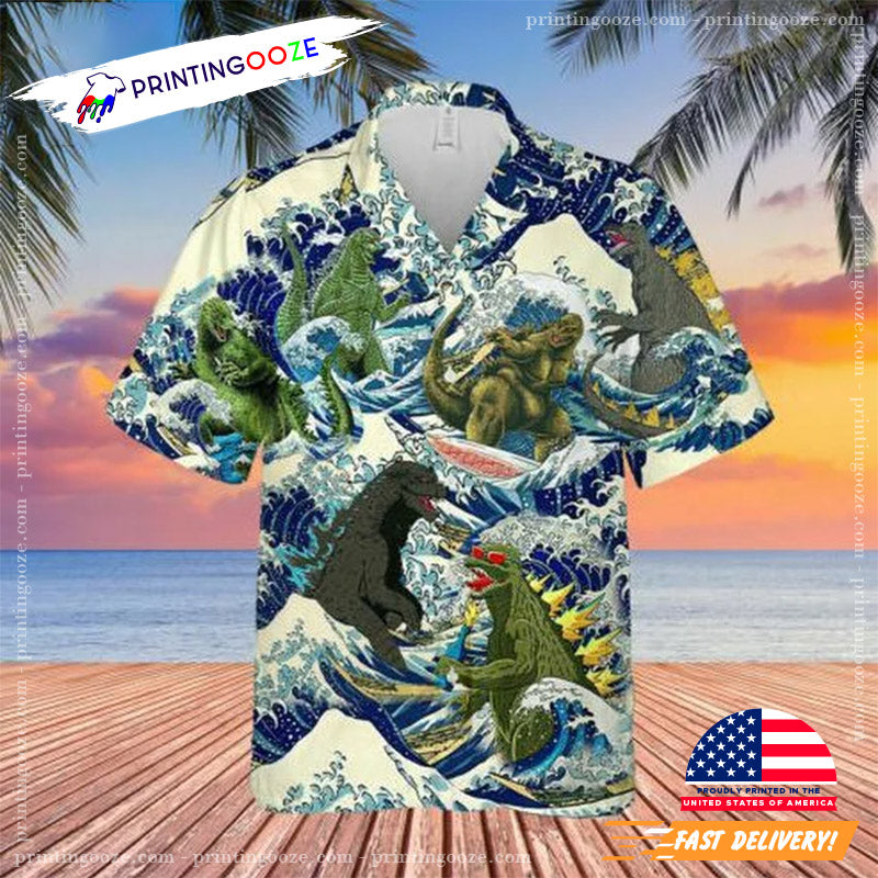Vintage Super Godzilla Surfing Hawaiian - Adult & Kids T-Shirts, Sweatshirts & Hoodies apparel design preview 1