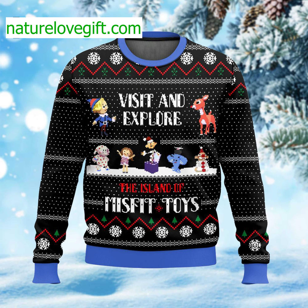 Visit And Explore The Island Of Misfit Toys Ugly Christmas Sweater - Holiday Gift product image