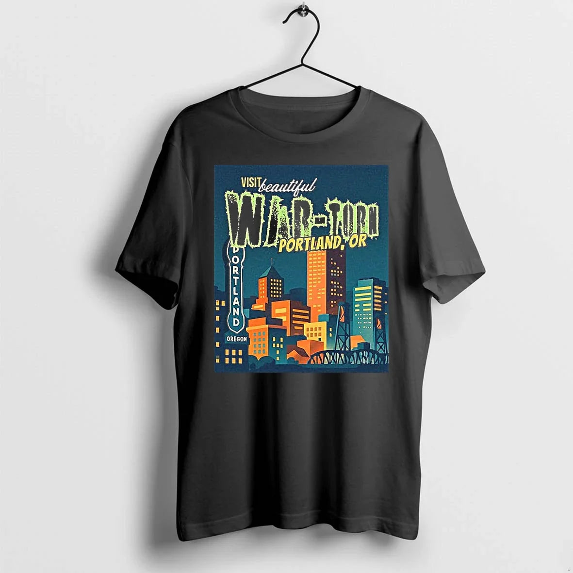Visit Beautiful War Torn Portland Oregon Sweater - Adult & Kids T-Shirts, Sweatshirts & Hoodies apparel design preview 1
