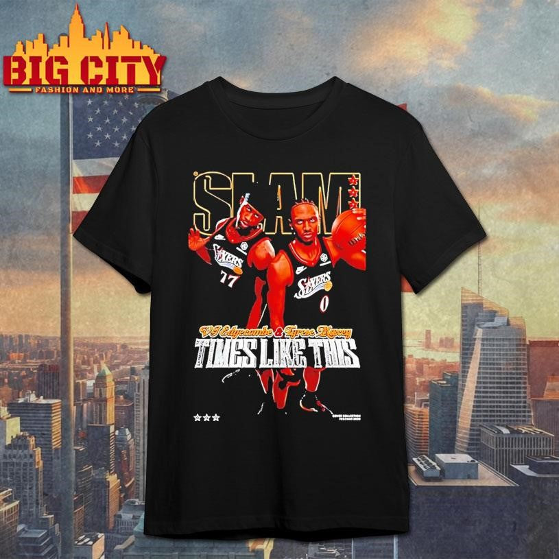 Vj Edgecombe And Tyrese Maxey Philadelphia 76ers Slam - Adult & Kids T-Shirts, Sweatshirts & Hoodies apparel design preview 1