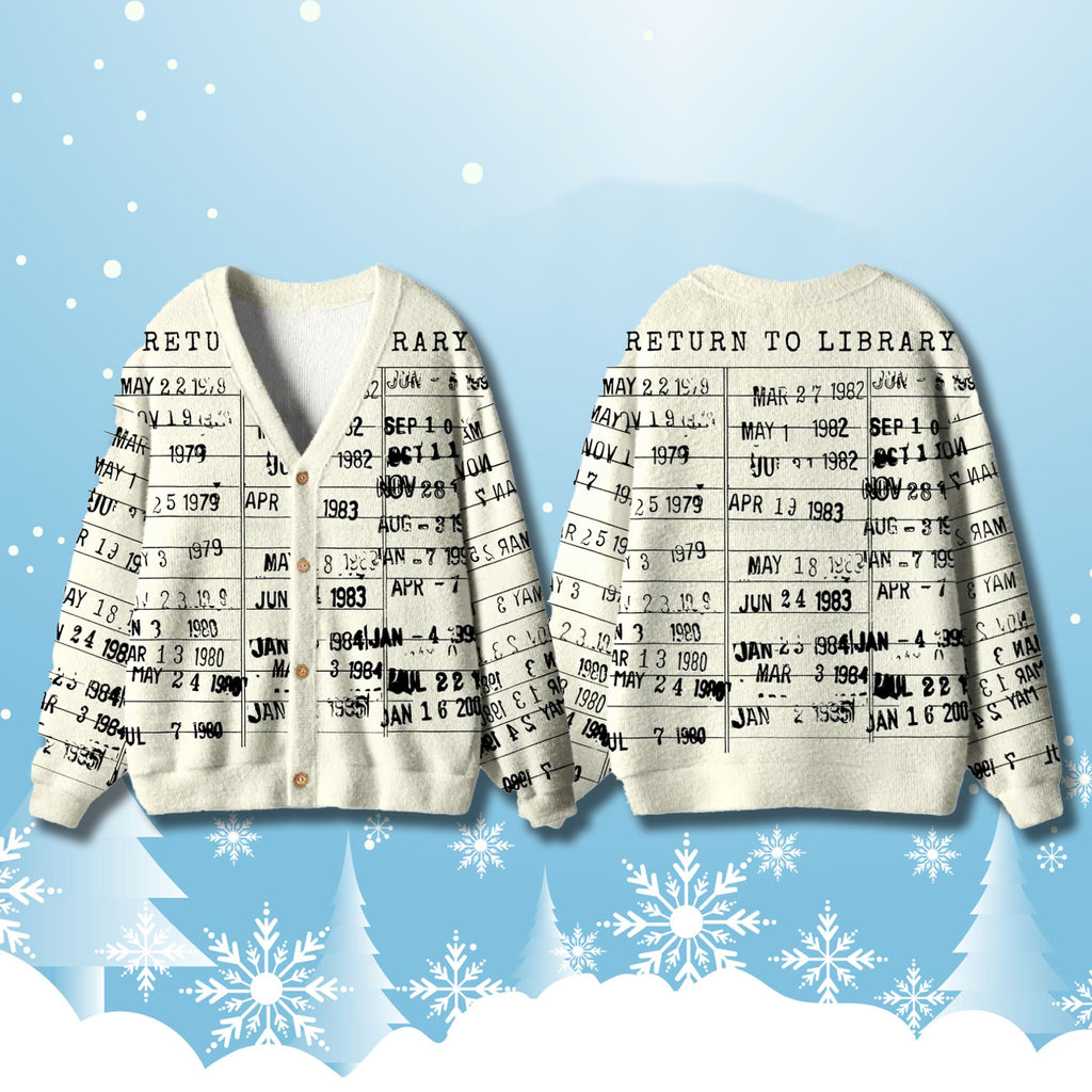 Library Card Book Lovers Cardigan 3D Sweater - Gift Idea product image