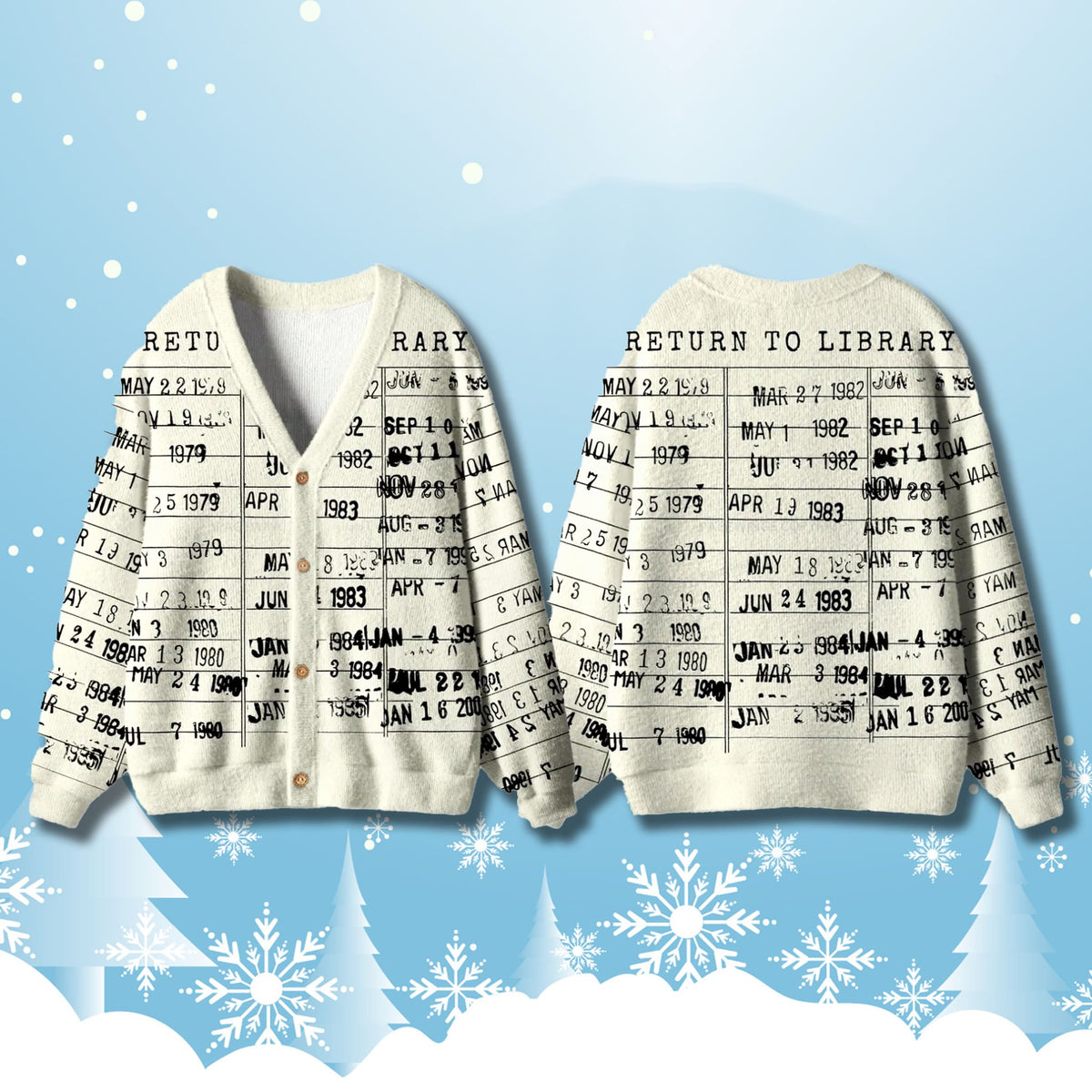 Library Card Book Lovers Cardigan 3D Sweater - Gift Idea product image