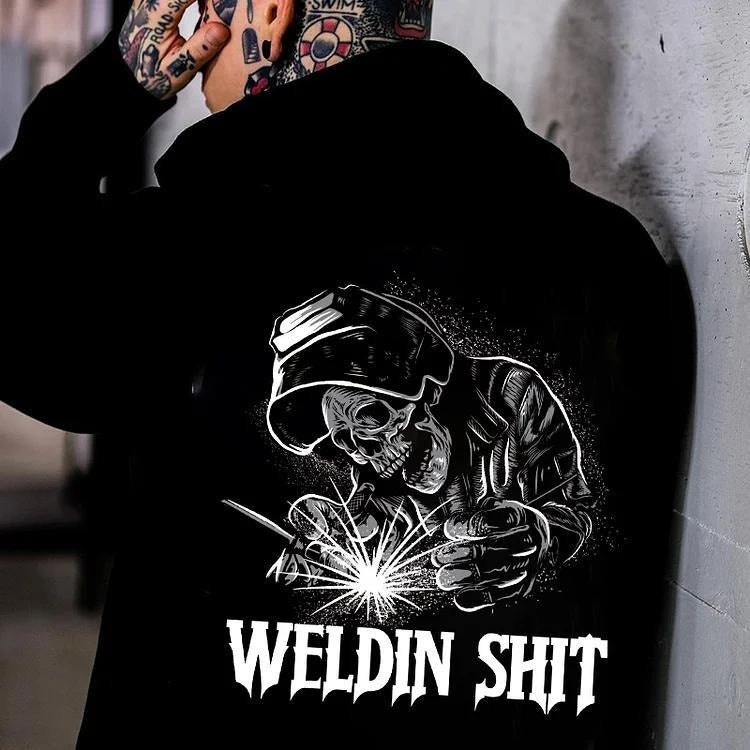 WELDIN SHIT Skull Worker Letter Casual Black Print - Adult & Kids T-Shirts, Sweatshirts & Hoodies apparel design preview 1
