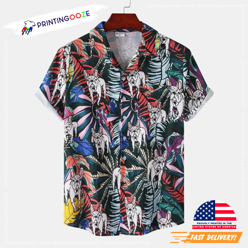 White French Bulldog Beach Coconut Tree Print Vintage - Adult & Kids T-Shirts, Sweatshirts & Hoodies apparel design preview 1