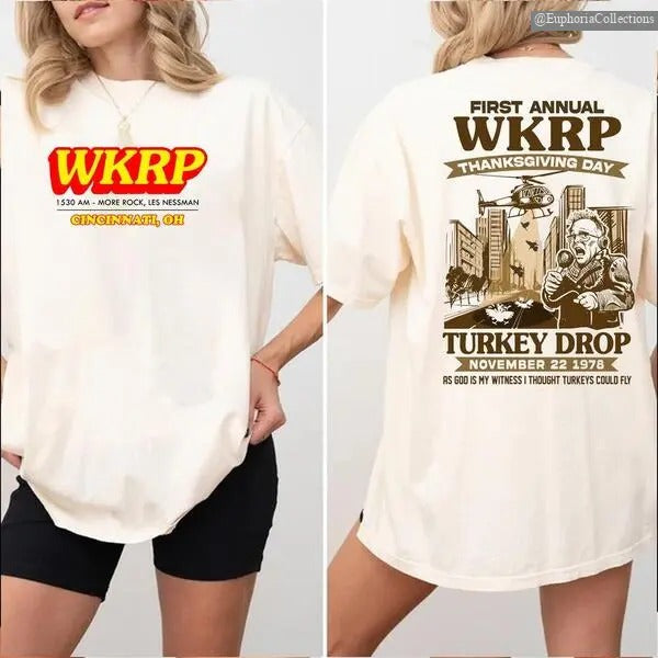 WKRP First Annual Thanksgiving Day Turkey Drop - Adult & Kids T-Shirts, Sweatshirts & Hoodies apparel design preview 1