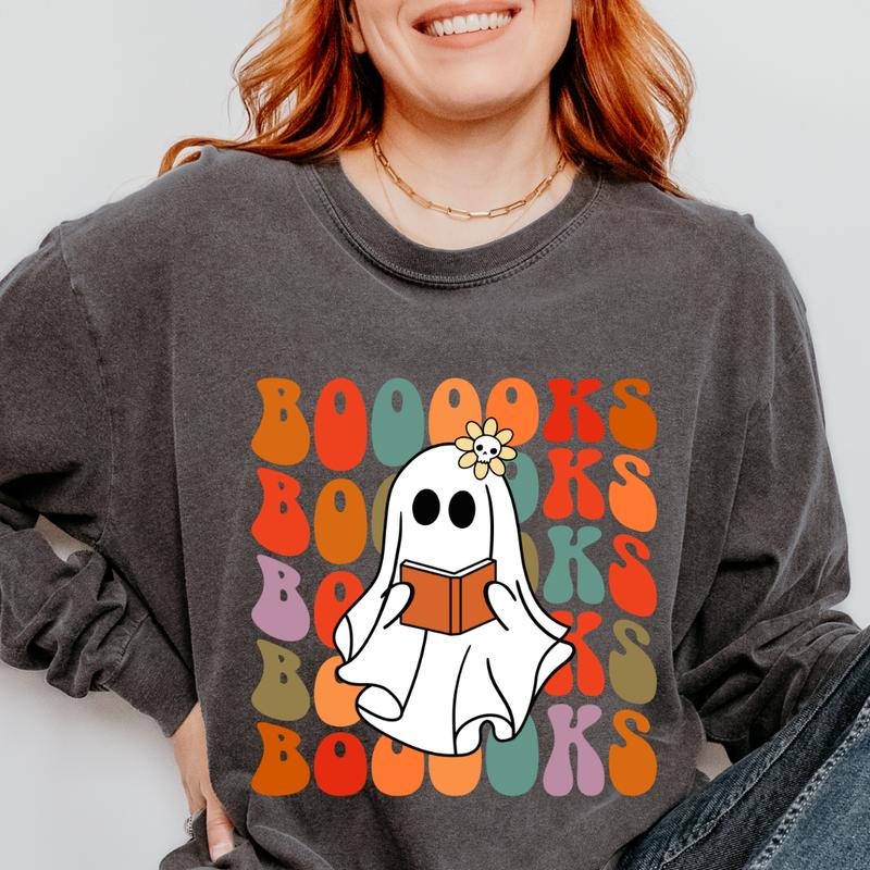 GHOSTS READING BOOKS #2 (COMFORT COLORS CASUAL - Adult & Kids T-Shirts, Sweatshirts & Hoodies apparel design preview 1
