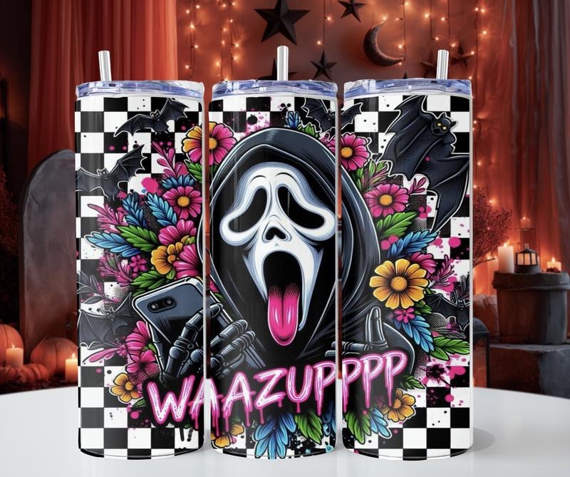 Waazuppp Horror Themed 20oz Tumbler Lid Straw Floral - Adult & Kids T-Shirts, Sweatshirts & Hoodies apparel design preview 1