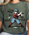 Wanna Be Baller Shot Caller Vintage Funny Baseball - Adult & Kids T-Shirts, Sweatshirts & Hoodies apparel design preview 1