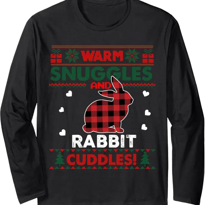 Warm Snuggles Rabbit Lovers Xmas Ugly - Adult & Kids T-Shirts, Sweatshirts & Hoodies apparel design preview 1