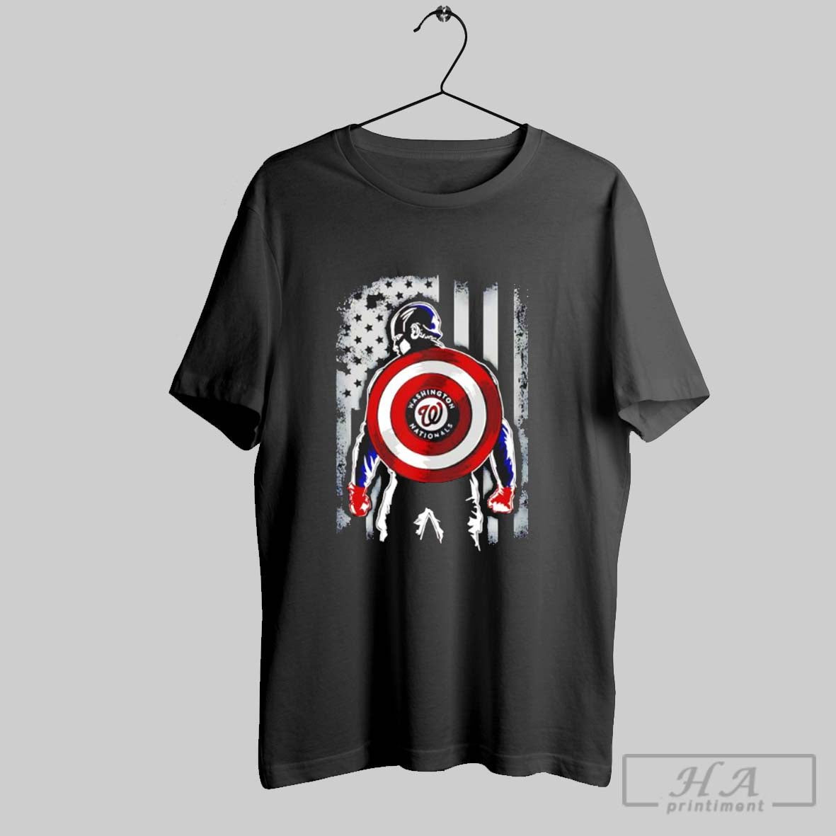 Washington Nationals Captain America Us Flag - Adult & Kids T-Shirts, Sweatshirts & Hoodies apparel design preview 1
