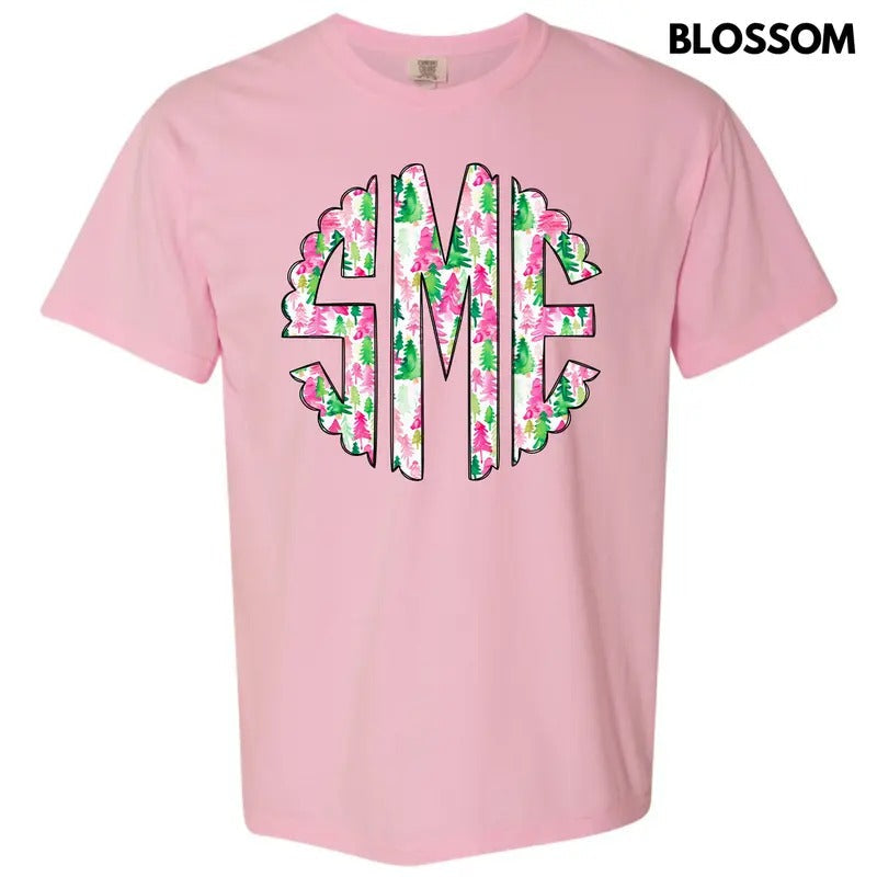 Watercolor Monogram Comfort Colors 'NLB' - Adult & Kids T-Shirts, Sweatshirts & Hoodies apparel design preview 1