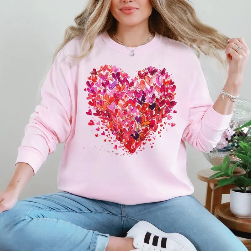 Watercolor Hearts Colorful Love Crew Neck Heart Cupid - Adult & Kids T-Shirts, Sweatshirts & Hoodies apparel design preview 1