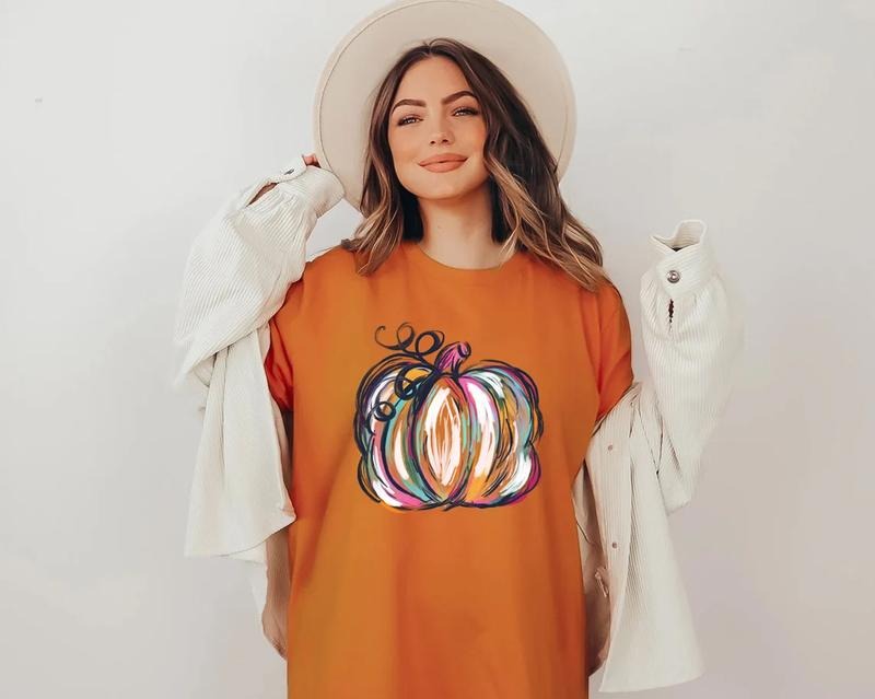 Watercolor Pumpkin Colorful Pumpkins Halloween Autumn - Adult & Kids T-Shirts, Sweatshirts & Hoodies apparel design preview 1