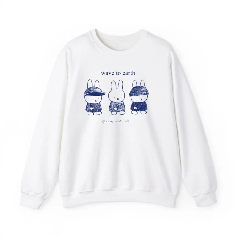 Wave Earth Miffy Music Fan Cartoon Rabbit Meme - Adult & Kids T-Shirts, Sweatshirts & Hoodies apparel design preview 1